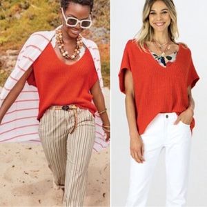 Cabi #5837 Ruby Pullover Sweater Vest V-Neck Tomato Red Orange